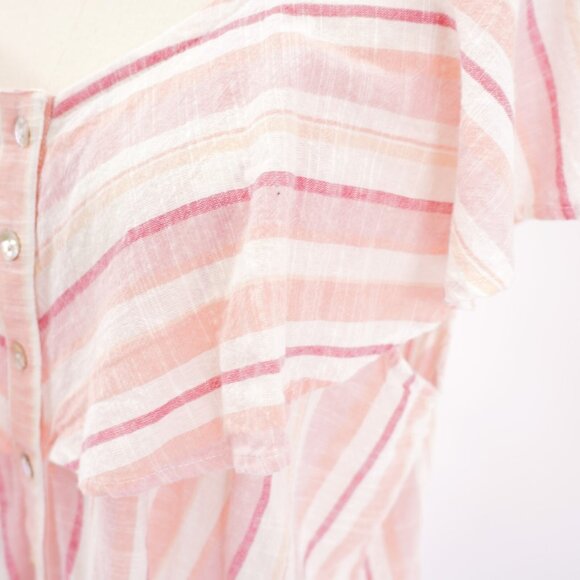 French Laundry Pink Striped Button Front Poncho XL Blouse Sleeveless V-Neck‎ - Picture 3 of 9